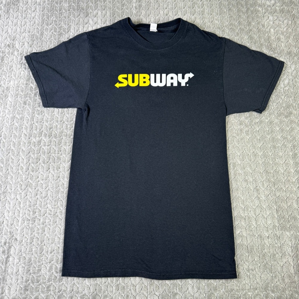 Subway Logo Graphic Work T-Shirt Black Short Sleeve Restaurant Unisex Small